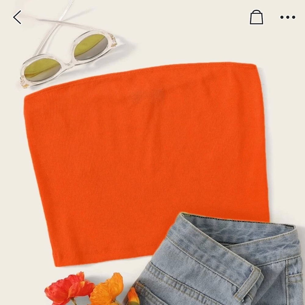 🌼3/$30 SHEIN Ribbed Coral/Orange Cropped Tube Top